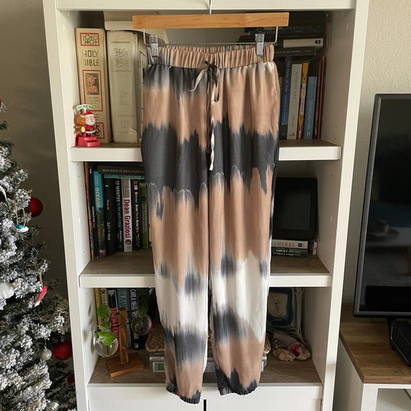 New York & Company Silk Brown, Black and White Jogger Pants Size XS - Picture 2 of 9